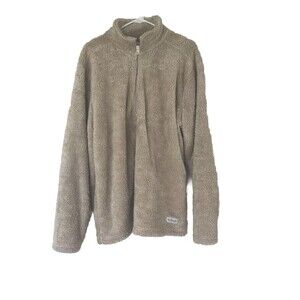AVALANCHE Outdoors Women's 1/4 Zip Sweater Beige Sz L Pockets Fleece Thick Warm